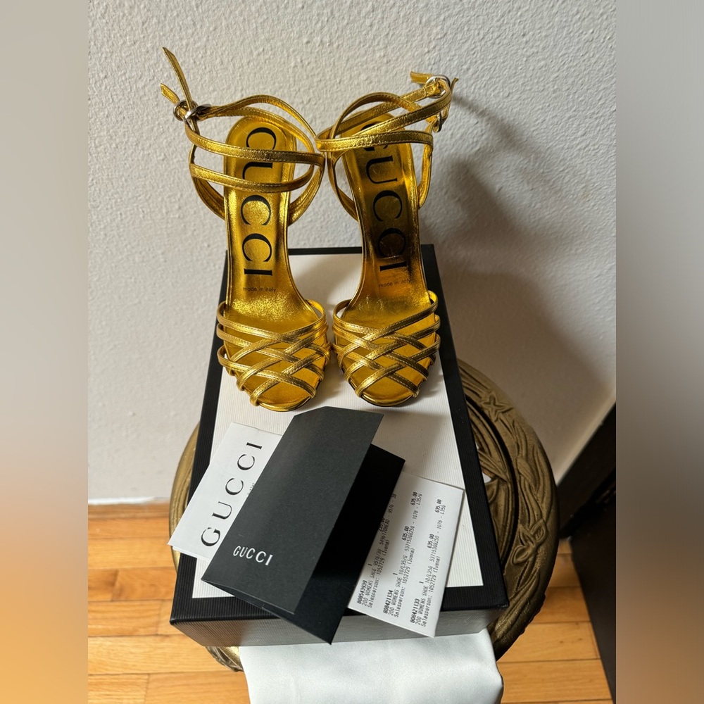 Gucci goddess gold Strappy heels size 34